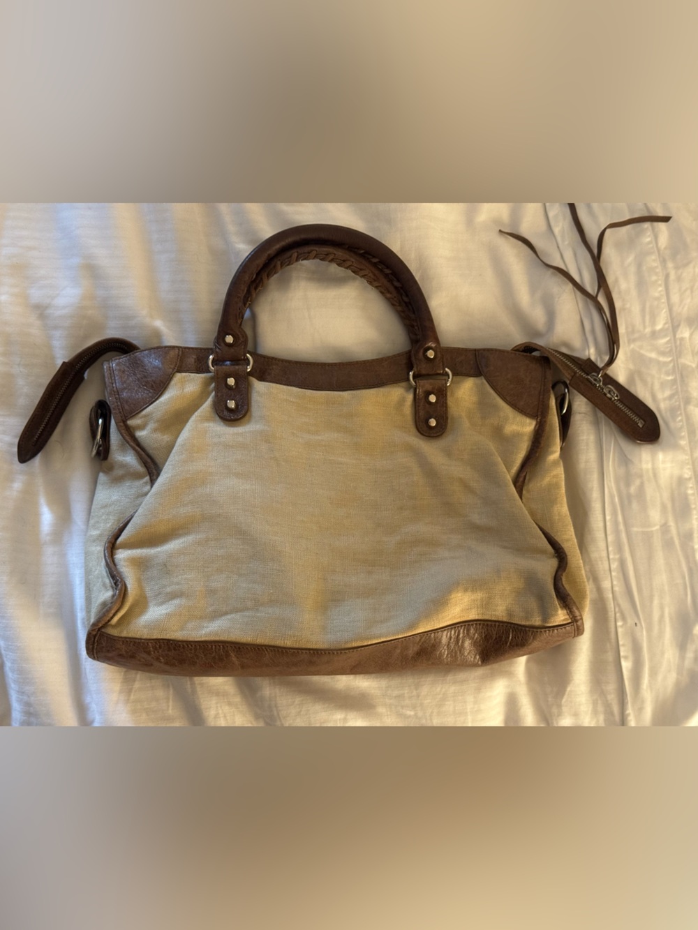 RARE 2006 Balenciaga City Bag- 2-way Linen/Chévre FULL SET - Picture 4 of 15